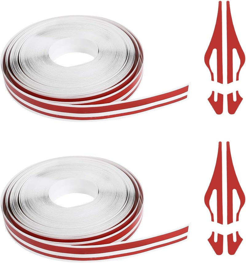 ongfuwu 2 Rolls×32Ft Car Pinstriping Tape, Vinyl Automotive Pinstriping Tape Stripe Decal, DIY Car Body Side Stripes Trim Sticker, Universal for Motorcycle Door Home Musical Instrument(Red) - Image 1